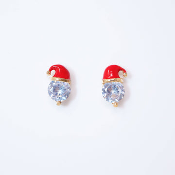 Cz Red Santa Hat Stud Earrings, Star Christmas Earrings Statement Christmas earrings.